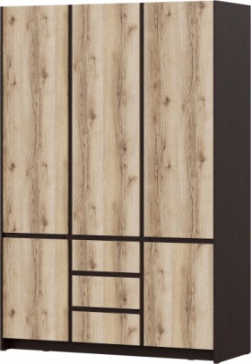 Модульная система "Прага" Шкаф для одежды трехстворчатый Дуб Венге/Дуб Делано в Таврическом - tavricheskoe.katalogmebeli.com | фото