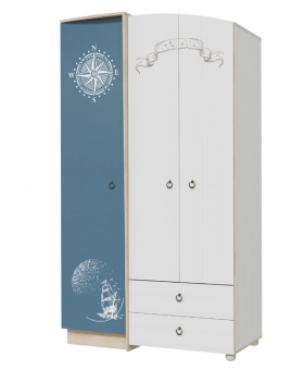 Шкаф для одежды Бриз 1200 Дуб ривьера/ Рамух белый/синий в Таврическом - tavricheskoe.katalogmebeli.com | фото