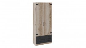 Шкаф для одежды комбинированный «Окланд» (Фон Черный/Дуб Делано) в Таврическом - tavricheskoe.katalogmebeli.com | фото