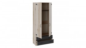 Шкаф для одежды комбинированный «Окланд» (Фон Черный/Дуб Делано) в Таврическом - tavricheskoe.katalogmebeli.com | фото 2