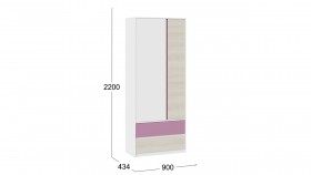Шкаф для одежды комбинированный «Сканди» Дуб Гарден/Белый/Лиловый в Таврическом - tavricheskoe.katalogmebeli.com | фото 5