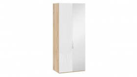 Шкаф для одежды с 1 глухой и 1 зеркальной дверями правый «Эмбер» Яблоня Беллуно/Белый глянец в Таврическом - tavricheskoe.katalogmebeli.com | фото