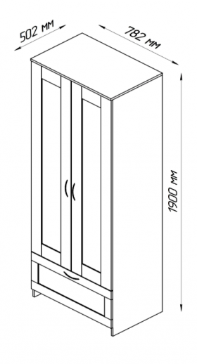 Шкаф двухдверный Сириус с 1 ящиком белый в Таврическом - tavricheskoe.katalogmebeli.com | фото 2