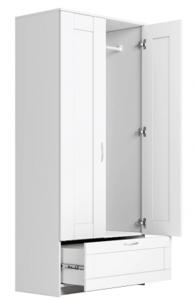 Шкаф двухдверный Сириус с 1 ящиком белый в Таврическом - tavricheskoe.katalogmebeli.com | фото 3