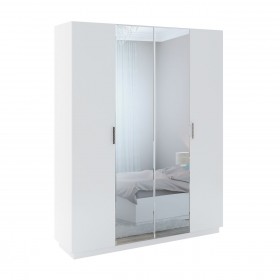 Шкаф с зер. 4 двери М22 Спальня Тиффани (белый текстурный) в Таврическом - tavricheskoe.katalogmebeli.com | фото