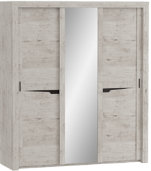 Шкаф трехдверный Соренто с раздвижными дверями Дуб бонифаций/Кофе структурный матовый в Таврическом - tavricheskoe.katalogmebeli.com | фото