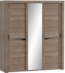 Шкаф трехдверный Соренто с раздвижными дверями Дуб стирлинг/Кофе структурный матовый в Таврическом - tavricheskoe.katalogmebeli.com | фото