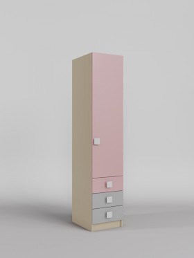 Шкаф угловой (секция с ящиками) Грэйси (Розовый/Серый/корпус Клен) в Таврическом - tavricheskoe.katalogmebeli.com | фото 1