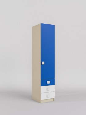 Шкаф угловой (секция с ящиками) Скай (Синий/Белый/корпус Клен) в Таврическом - tavricheskoe.katalogmebeli.com | фото