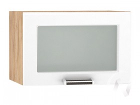 Шкаф верхний со стеклом Прага ШВГС 500 (Белое дерево/корпус дуб крафт золотой) в Таврическом - tavricheskoe.katalogmebeli.com | фото