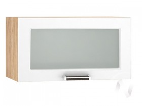 Шкаф верхний со стеклом Прага ШВГС 600 (Белое дерево/корпус дуб крафт золотой) в Таврическом - tavricheskoe.katalogmebeli.com | фото