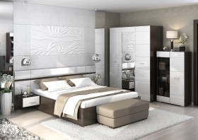 Спальня Вегас (Венге/Белый глянец) в Таврическом - tavricheskoe.katalogmebeli.com | фото