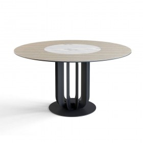 Стол круглый Rotor (160), шпон + керамика светлая в Таврическом - tavricheskoe.katalogmebeli.com | фото