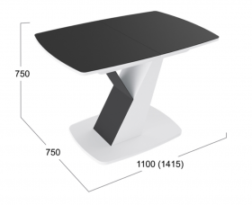 Стол обеденный «Гарда» Тип 1 (Белый/Стекло матовое черный графит) в Таврическом - tavricheskoe.katalogmebeli.com | фото 3