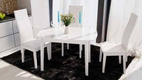 Стол обеденный «Портофино» (Белый глянец/Стекло белое) в Таврическом - tavricheskoe.katalogmebeli.com | фото 2