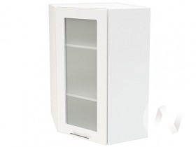 Угловой шкаф со стеклом Валерия-М ШВУС-599 (Белый глянец/Белый/верхний/высокий) в Таврическом - tavricheskoe.katalogmebeli.com | фото