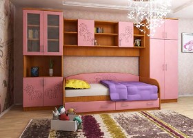 Детская Веселый пони Комплект мебели (Вишня оксфорд/Розовый) в Таврическом - tavricheskoe.katalogmebeli.com | фото 1